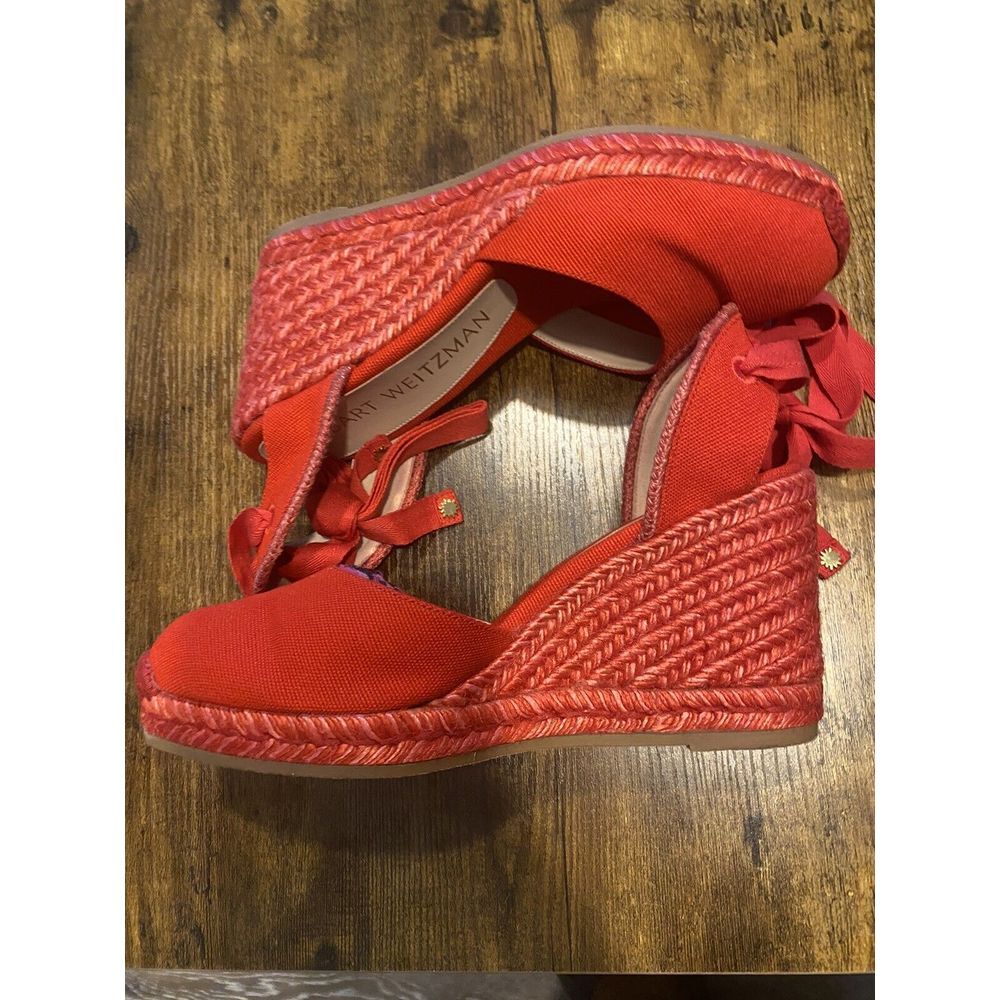 Stuart Weitzman Red Espadrille Wedges, Size 10 - … - image 4
